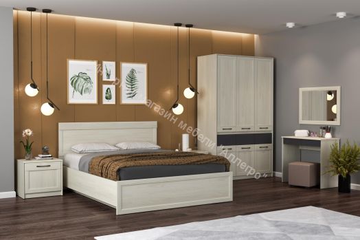 Шкаф комбинированный 45.03 Лиана (3-х дв.), Ясень анкор светлый/Ясень графит/Патина