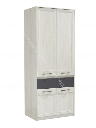 Шкаф для одежды 45.02 Лиана (2-х дв.), Ясень анкор светлый/Ясень графит/Патина