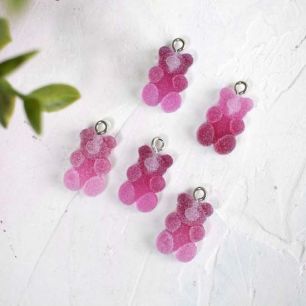 Подвеска - Мармеладный мишка фиолетовый 18 мм. (комплект 5 шт.)