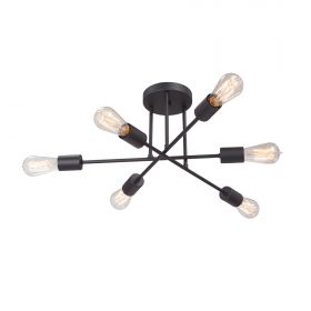 Люстра Vitaluce V3764-1/6PL, 6xE27 Макс. 40Вт, Плафон ПП Черный, Матовый / Виталюче