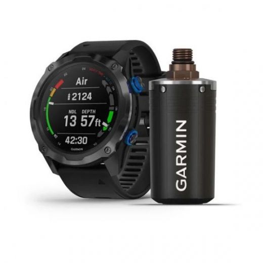 Комплект Garmin DESCENT MK2I, титановые с DLC-покрытием и черным ремешком + датчик Descent T1