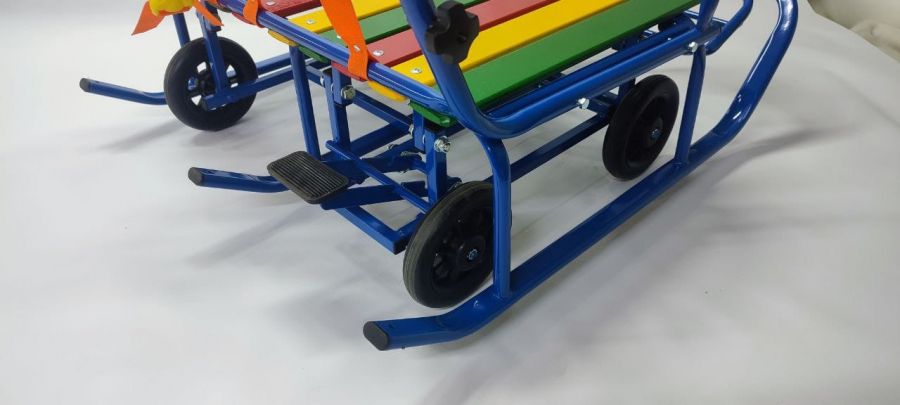 Санки для двойни бок о бок с колесной базой - синий