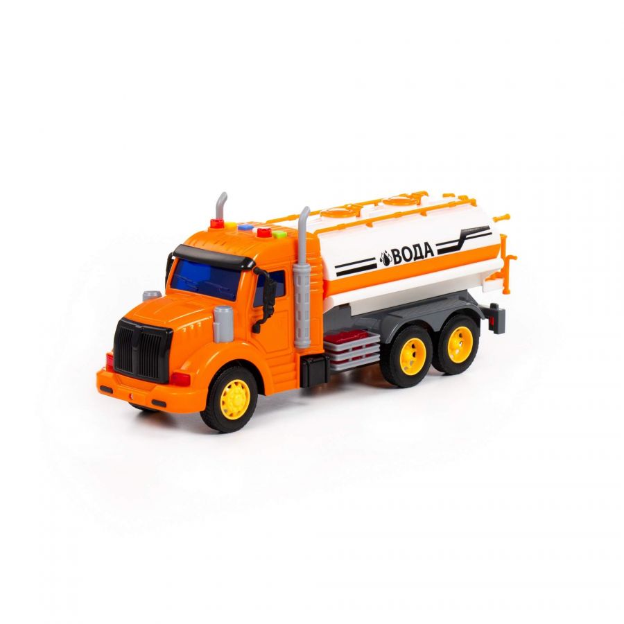 "Профи", поливочный автомобиль инерционный (со светом и звуком) (оранжевый) (в коробке)