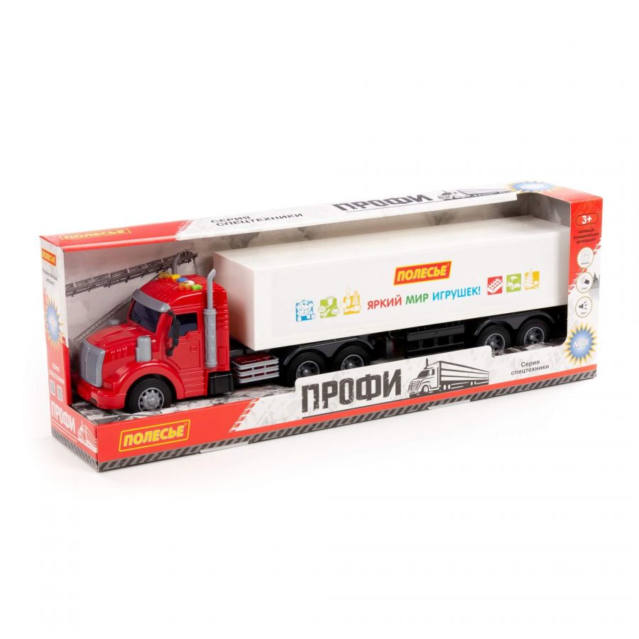 "Профи", автомобиль-тягач с полуприцепом инерционный (со светом и звуком) (красно-белый) (в коробке)