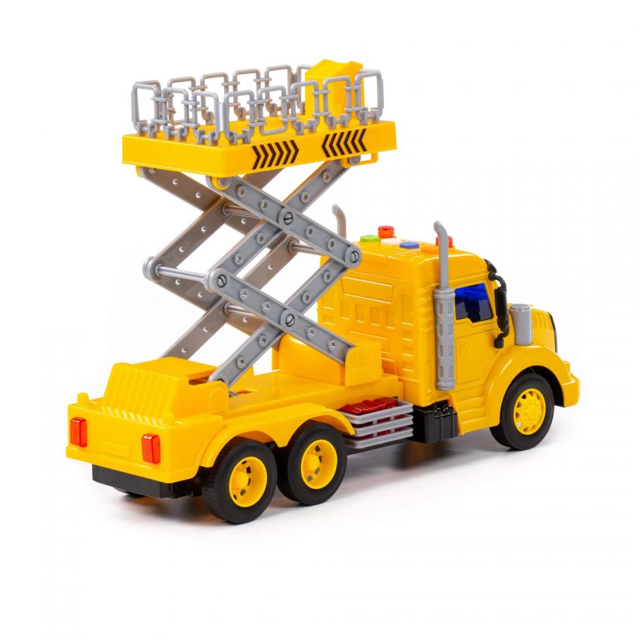 "Профи", автомобиль с подъёмником инерционный (со светом и звуком) (жёлтый) (в коробке)