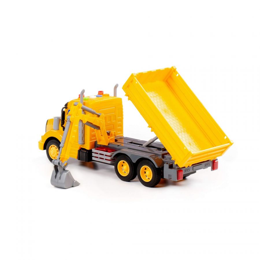 "Профи", автомобиль бортовой с ковшом инерционный (со светом и звуком) (жёлтый) (в коробке)