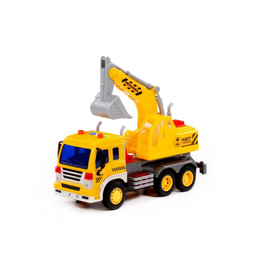 "Сити", автомобиль-экскаватор инерционный (со светом и звуком) (жёлтый) (в коробке)