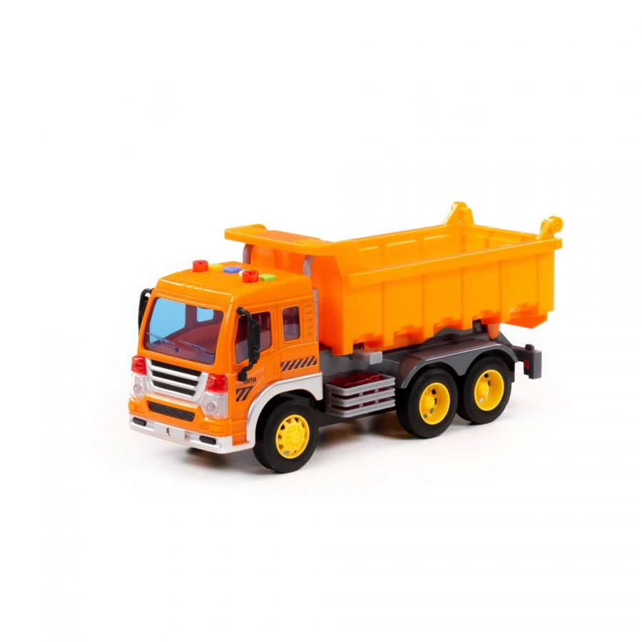 "Сити", автомобиль-самосвал инерционный (со светом и звуком) (оранжевый) (в коробке)