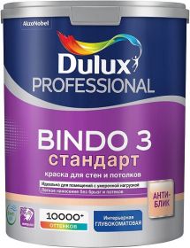 Краска для Стен и Потолков Dulux Bindo 3 1л Белая, Глубокоматовая / Дюлакс Биндо 3