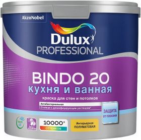 Краска для Кухни и Ванной Dulux Bindo 20 1л Полуматовая, Белая / Дюлакс