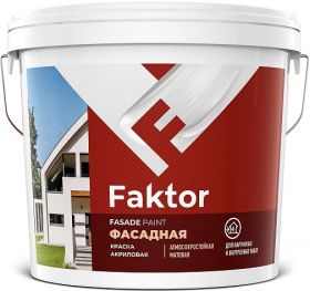 Краска Фасадная Faktor 13кг Атмосферостойкая, Белая, Матовая для Минеральных Поверхностей / Фактор