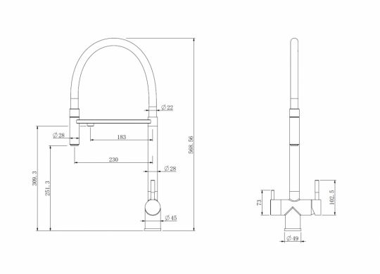 Смеситель ABBER Wasser Kreis AF81141B для кухни с подключением фильтра и выдвижной лейкой, черный матовый ФОТО