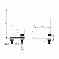 Смеситель ABBER Wasser Kreis AF8114G для кухни с выдвижным изливом, золото матовое схема 2