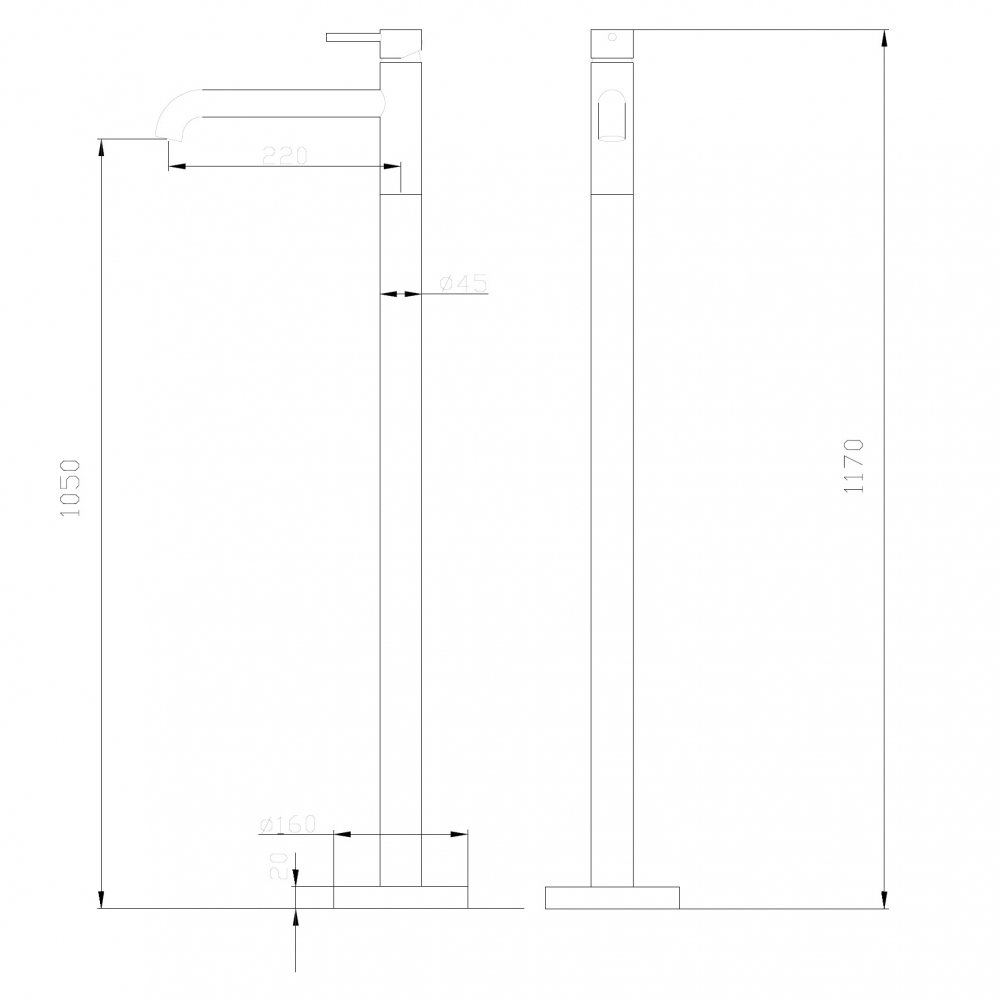 Смеситель ABBER Wasser Kreis AF8140RG напольный для раковины, розовое золото схема 2