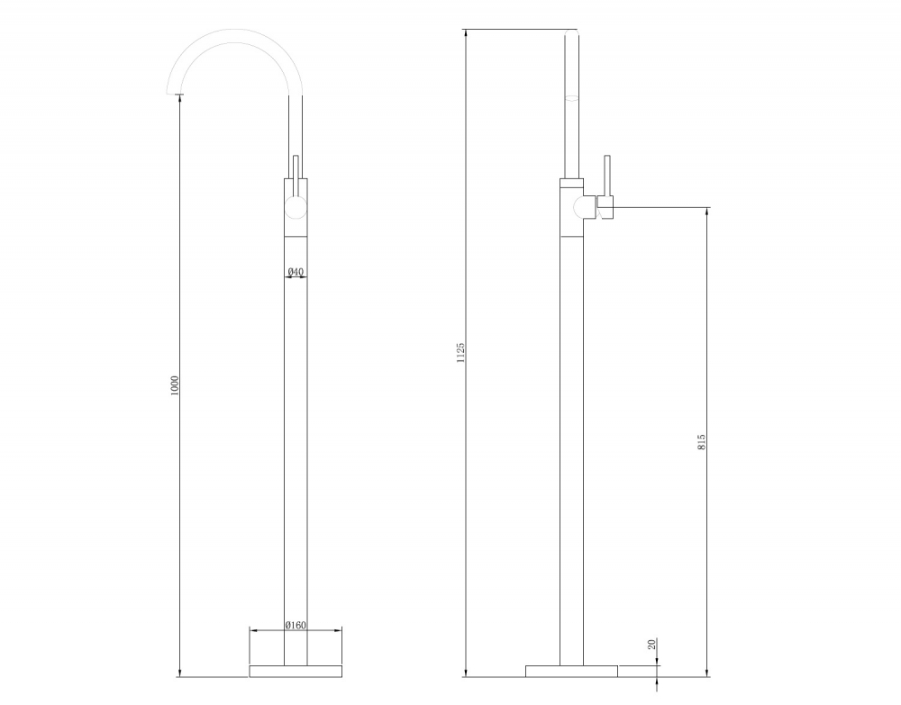 Смеситель ABBER Wasser Kreis AF8141RG напольный для раковины, розовое золото схема 2