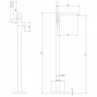 Смеситель ABBER Daheim AF8215B напольный, черный матовый схема 2