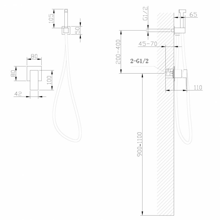 Смеситель ABBER Daheim AF8225B с гигиеническим душем, черный матовый ФОТО