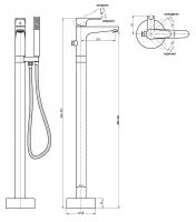 Смеситель ABBER Eleganz AF8315B напольный, черный схема 2