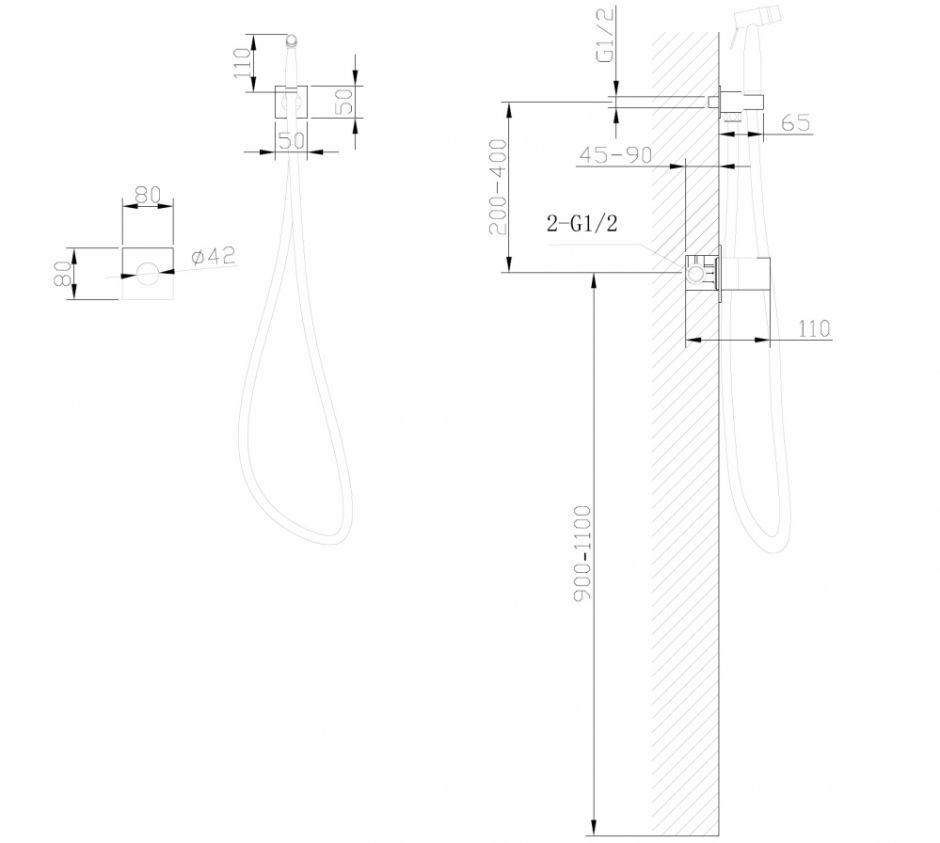 Смеситель ABBER Rund AF8725NG с гигиеническим душем, никель ФОТО