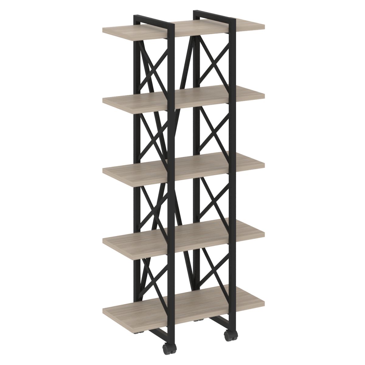 Стеллаж на колёсных опорах, 5 полок 800х400х1704 мм (ЛДСП Дуб аттик)