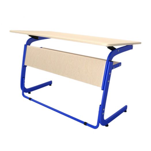АТЛАНТ-ПРЕМИУМ Стол регулируемый 2-местный (Синий металлокаркас)