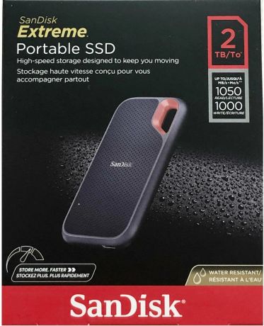 Внешний SSD SanDisk Extreme 2ТБ Portable V2, USB 3.2 Gen 2 Type-C, черный