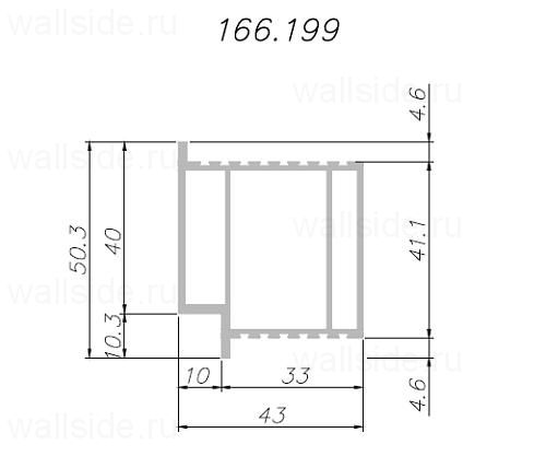 Профиль для полотна обратного открывания под стекло 50 мм