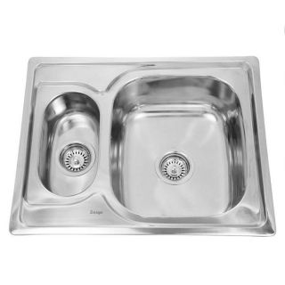мойка для кухни врезная из нержавеющей стали 63х50 см.2 чаши SINKLIGHT N 6350 U 0.8/180 1.5P полированная