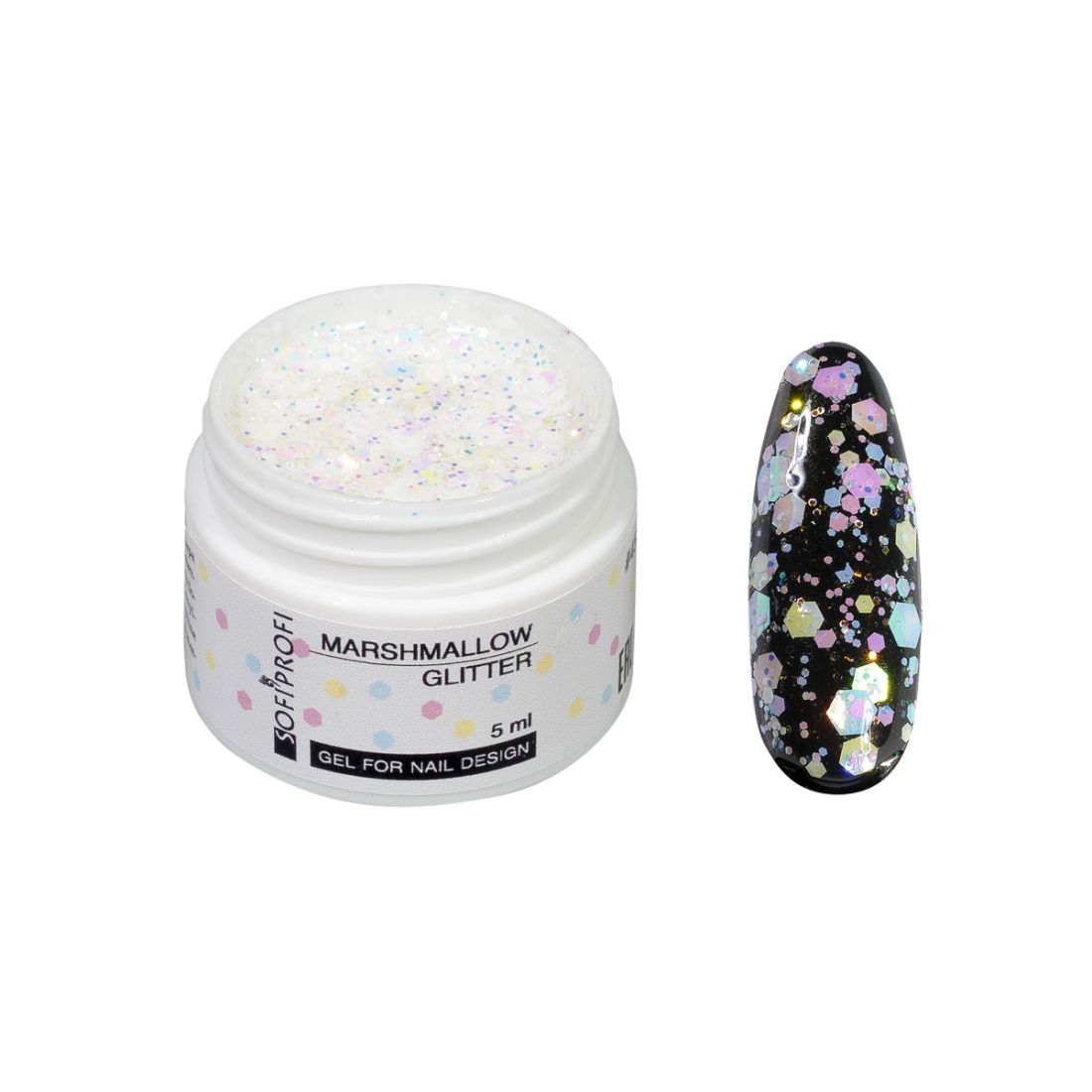 НН4521  Гель с шиммером Marshmallow Glitter, 5мл, арт. 4521  SOFIPROFI