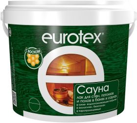 Лак Eurotex Сауна 2.5кг для Стен, Потолков и Полов в Банях и Саунах  / Евротекс*
