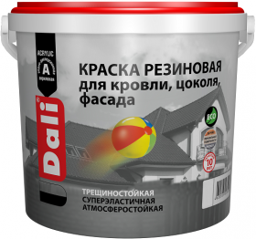 Краска Резиновая Dali 3кг Черный для Кровли, Цоколя, Фасада Суперэластичная / Дали Резиновая.