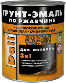 Грунт-Эмаль по Ржавчине 3 в 1 Dali 10л Серый Графит Ral 7024 Гладкая для Металлических Поверхностей / Дали Грунт-Эмаль.