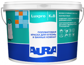 Краска для Ванных Комнат и Кухонь 0.9л Aura Luxpro Kitchen & Bathroom Полуматовая, Белая / Аура Люкспро Китчин