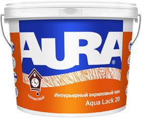 Лак Акриловый Aura Aqua Lack 20 9л Полуматовый, Интерьерный без Запаха / Аура Аква Лак 20