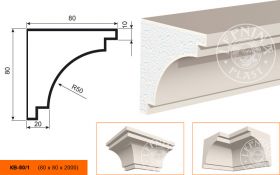 Карниз Фасадный Lepninaplast КВ-80/1 В80хШ80хД2000 мм / Лепнинапласт.