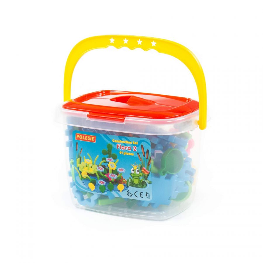 Конструктор "Флора 2" (91 элемент) (в ведёрке)