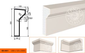 Карниз Фасадный Lepninaplast  КВ-300/1  В300хШ120хД2000 мм / Лепнинапласт.