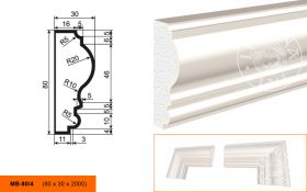 Фасадный Молдинг Lepninaplast  МВ-80/4   В80хШ30хД2000 мм / Лепнинапласт