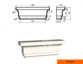 Капитель Пилястры Lepninaplast ПЛВ-400/1 В200хШ140хД560 мм / Лепнинапласт