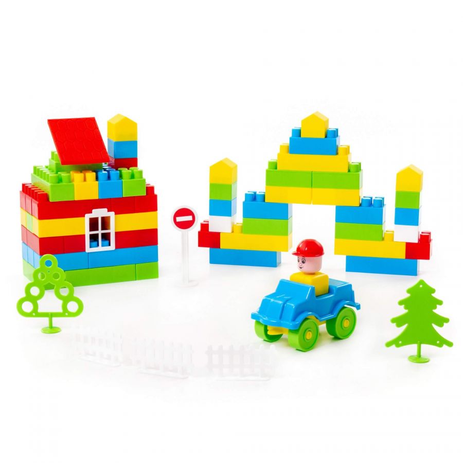 Конструктор "Строитель" (129 элементов) (в пакете)