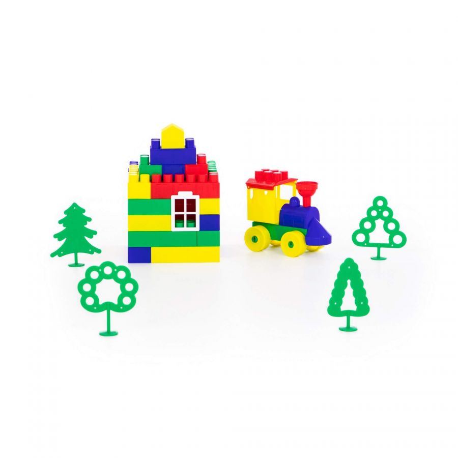 Конструктор "Строитель" (75 элементов) (в контейнере)