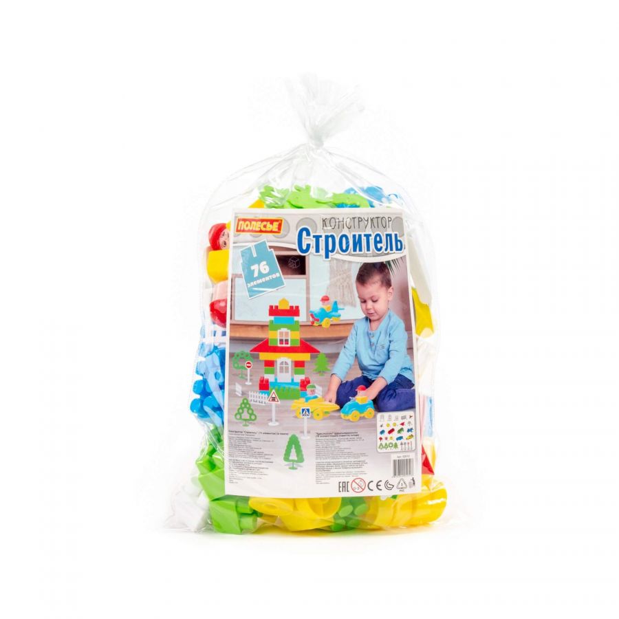 Конструктор "Строитель" (76 элементов) (в пакете)