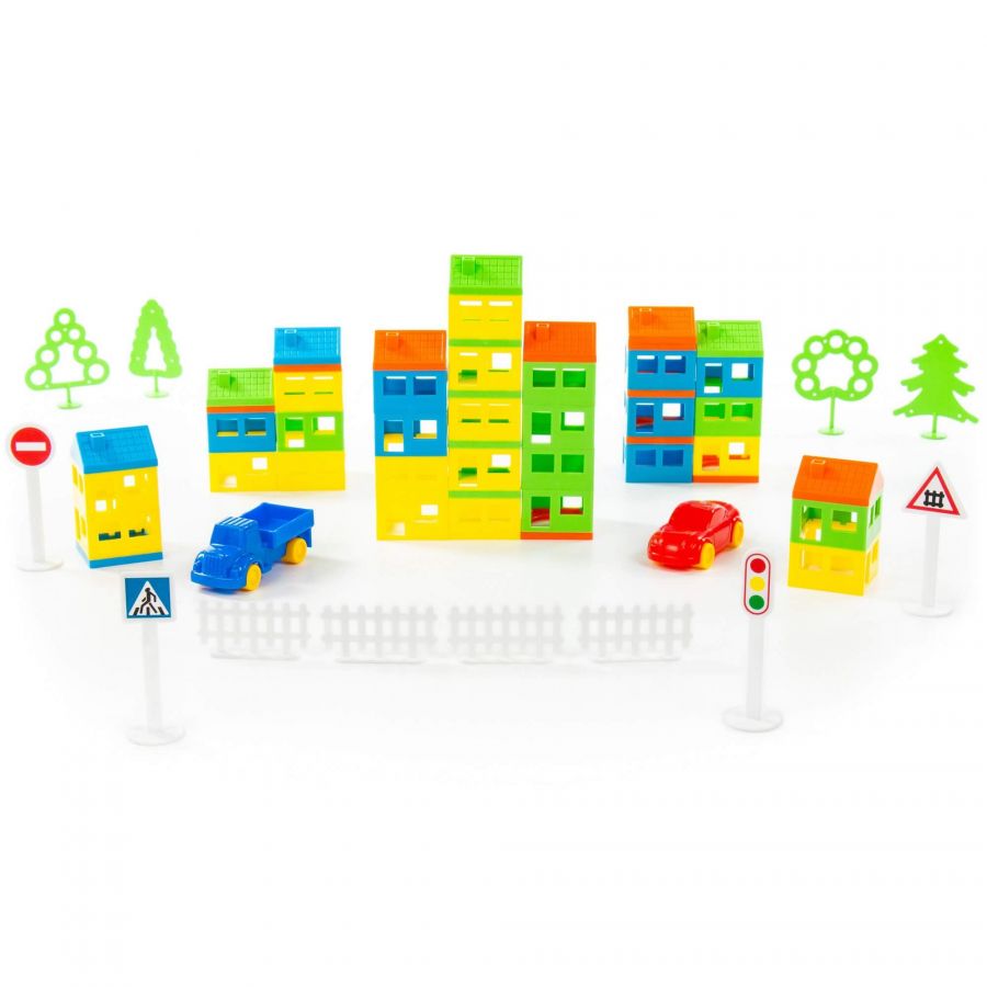 Конструктор "Построй свой город" (92 элемента) (в контейнере)