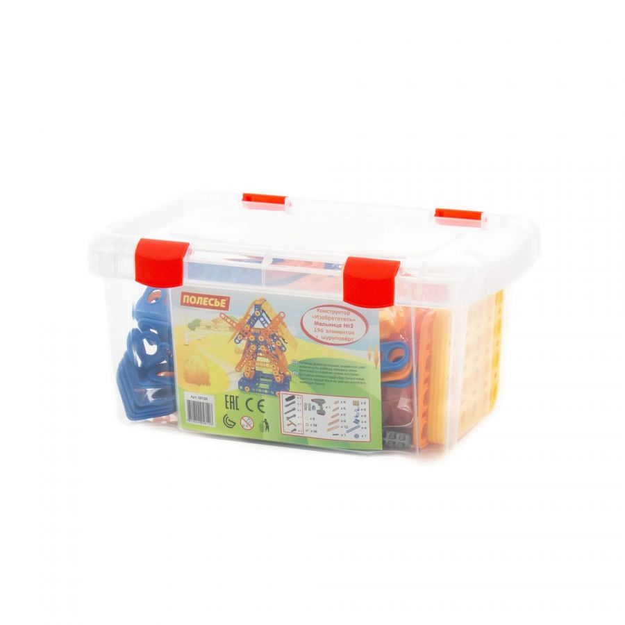 Конструктор "Изобретатель" - "Мельница №2" (196 элементов) + шуруповёрт (в контейнере)