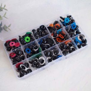 Набор пластиковых глазок - со зрачками и цветной подложкой разных диаметров