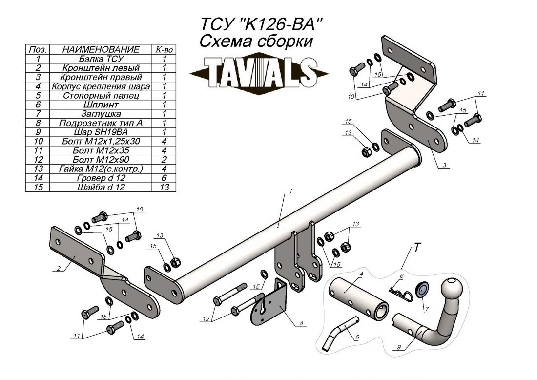 Фаркоп Kia Optima 2016-2020 с быстросъемным креплением шара без ключа
