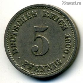 Германия 5 пфеннигов 1900 D