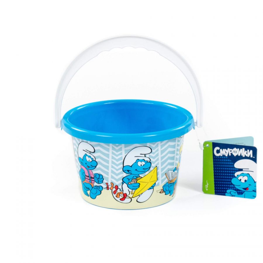 Ведро среднее с наклейкой "Смурфики-5"