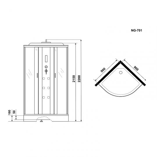 Душевая кабина Niagara Ultra 90x90 NG-701-01 с гидромассажем схема 12