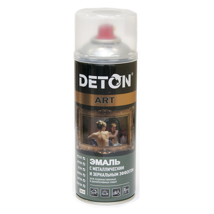 Deton ART Эмаль с металлическим и зеркальным эффектом, название цвета "Хром Супер", в аэрозольном баллоне, объем 520мл.